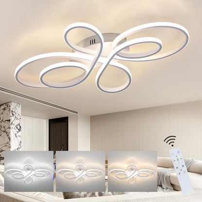 ZMH Deckenlampe LED Deckenleuchte Dimmbar - Wohnzimmerlampe Groß 100cm Wohnzimmer 90W Modern Weiß Schlafzimmerlampe Schlafzimmer mit Fernbedienung Design Deckenbeleuchtung für Esszimmer Büro Küche