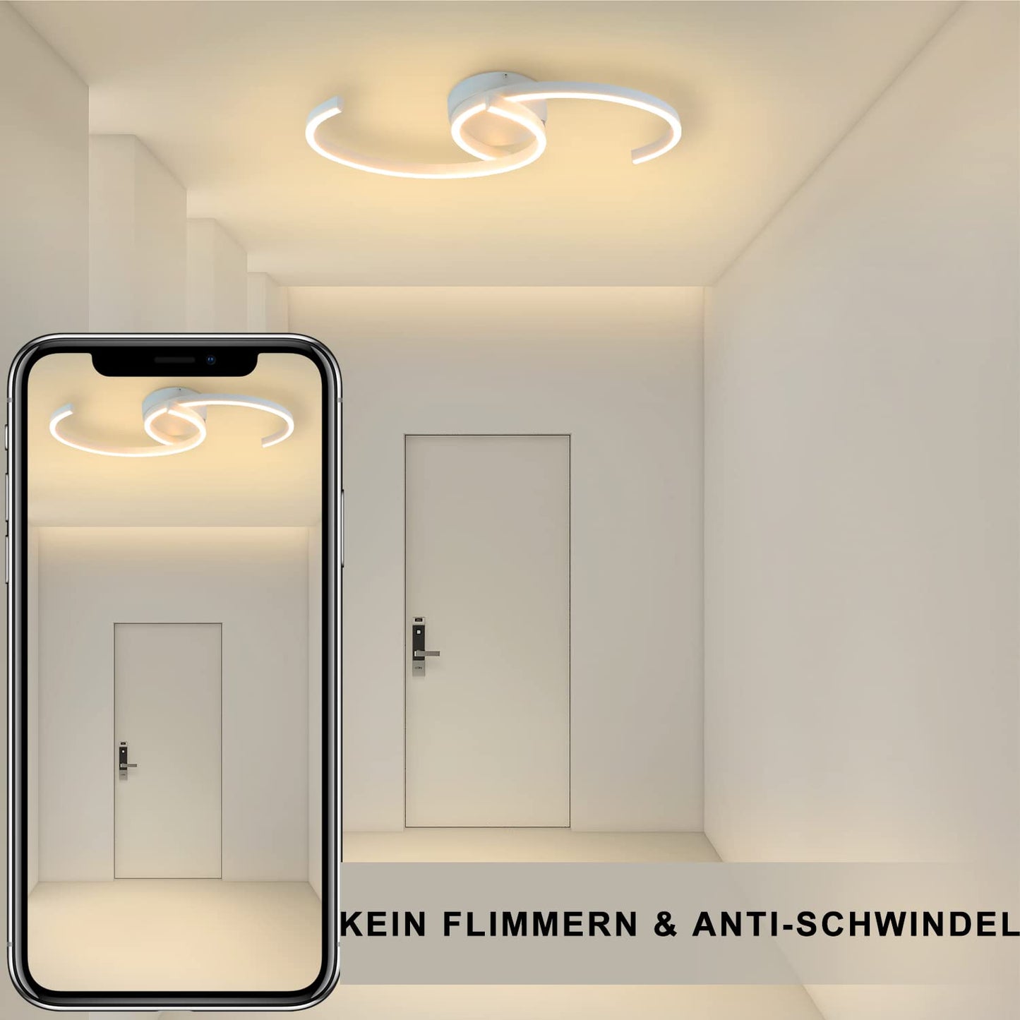 ZMH Deckenlampe Schlafzimmer LED Deckenleuchte - Schlafzimmerlampe Modern 24W Wohnzimmer Deckenbeleuchtung 60CM Wohnzimmerlampe Weiß Küchelampe Warmweiß für Schlafzimmer Küche Flur Esszimmer