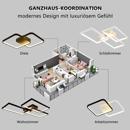 ZMH LED Deckenleuchte Wohnzimmer Deckenlampe - Schwarz 80CM 72W Modern Wohnzimmerlampe Dimmbar mit Fernbedienung Schlafzimmerlampe Rechteck Metall-Design für Schlafzimmer Kinderzimmer küchen