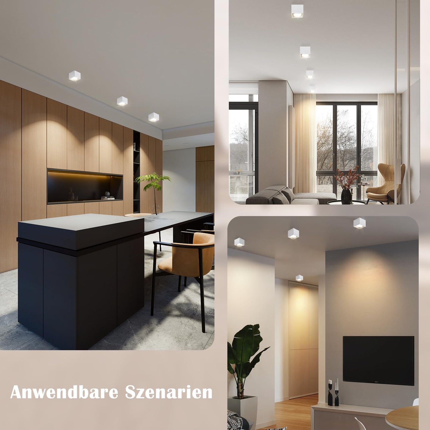 ZMH Deckenspots LED Weiß Aufbaustrahler - Spots Deckenleuchte Aufputz Warmweiß Deckenstrahler Eckig GX53 Spotleuchte 5W Flach Aufbauspot Schwenkbar für Küche Wohnzimmer Esszimmer Korridor Flur