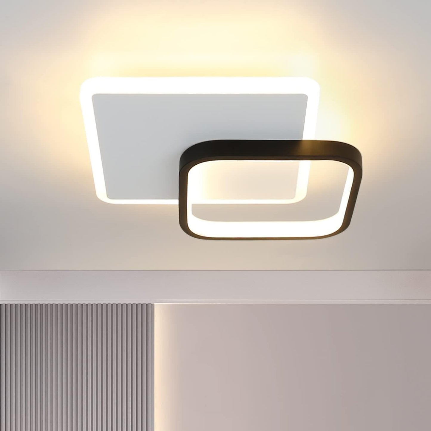 ZMH LED Deckenlampe Schlafzimmer Deckenleuchte - 3000K Warmweiß Schlafzimmerlampe 15W Acryl Modern Wohnzimmerlampe Rund Schwarz Design Deckenbeleuchtung für Wohnzimmer Esszimmer Küche Flur