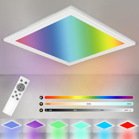 ZMH LED Deckenleuchte RGB Farbwechsel - Deckenlmape Dimmbar 24W Wei? mit Fernbedienung Eckig Deckenbeleuchtung Hintergrundbeleuchtung ?45CM f¨¹r Wohnzimmer Schlafzimmer K¨¹che Kinderzimmer