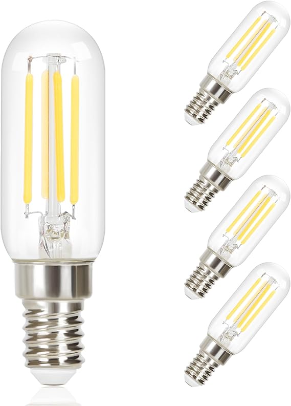 ZMH E14 LED Kaltweiß Glühbirnen Vintage - T25 LED Leuchtmittel Lampe 6000K E14 Birnen 4W Energiesparlampe Light Bulbs Edison Glühlampen Filament Dunstabzugshaube Glas 360° Abstrahlwinkel 4 Stück